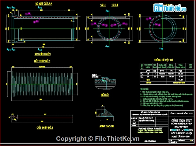 File cad,cống tròn,công nghệ cao,quy trình công  nghệ,Ống cống D300-1200-3.0